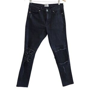 Bape Somking Black High Rise Stretchy Cotton Distressed Moto Jeans Womens S